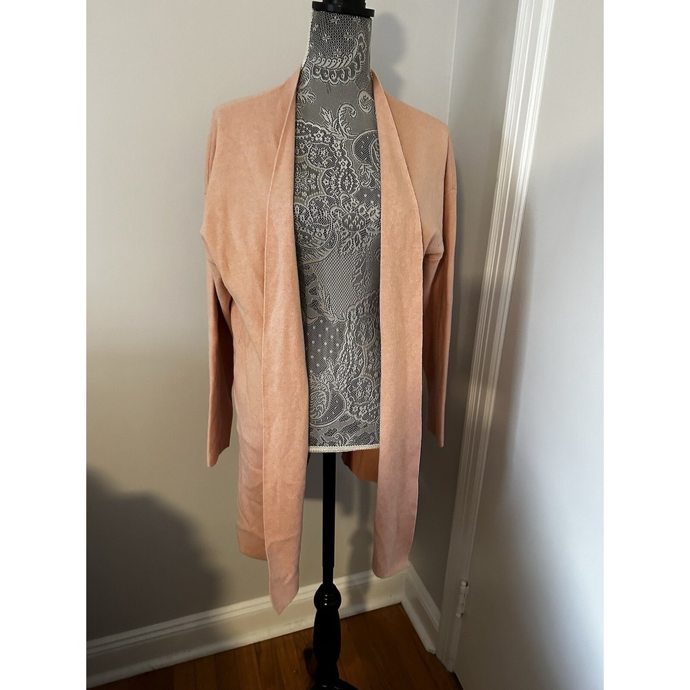 NWT Express Sz:M Open Light Orange Stretch Flat Front Long Cardigan Sweater